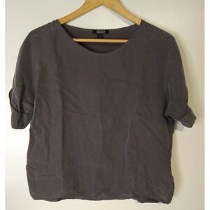 Natalie Busby Womens XS Short Sleeve Gray Top Boho Minimalistic Made in USA